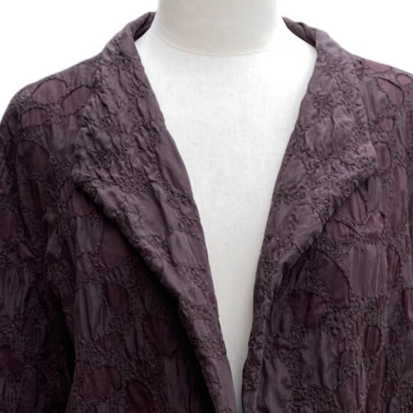 Eileen Fisher Silk Textured Blazer Jacket Embroidered Mature Quiet Luxury-1X - Picture 3 of 13